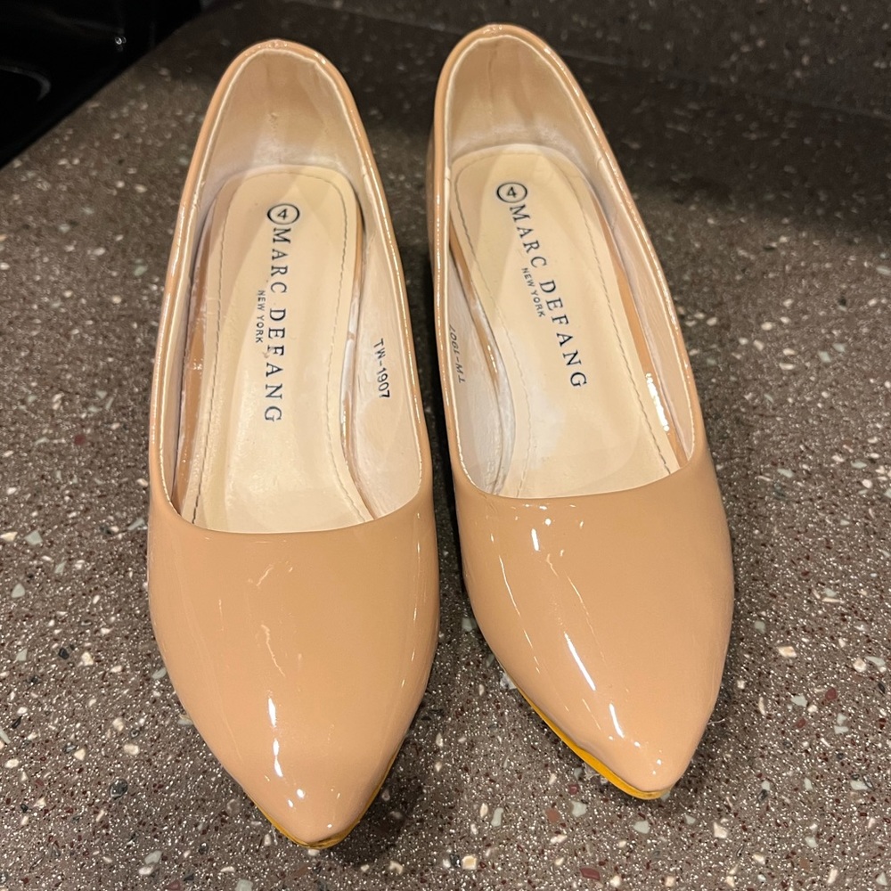 Marc Defang Nude Patten Leather Kitten heels